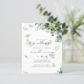 Elegante groene bladermotief trouwkaarten Budget (Staand voorkant)