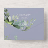 Elegante groene bladermotief trouwkaarten Budget All In One Uitnodiging (Achterkant)