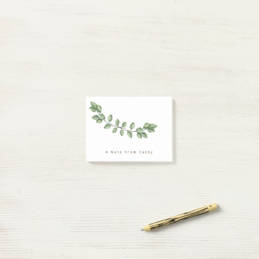 Elegante Groene Bladnaam Post-it Notities Post-it® Notes (Op bureau)