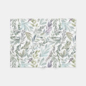 Elegante groene blauwe botanische Waterverf Fleece Deken (Voorkant (Horizontaal))