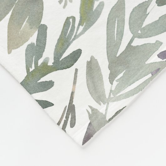 Elegante groene blauwe botanische Waterverf Fleece Deken (Hoek)