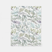 Elegante groene blauwe botanische Waterverf Fleece Deken (Voorkant)