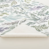 Elegante groene blauwe botanische Waterverf Sherpa Deken (3/4)