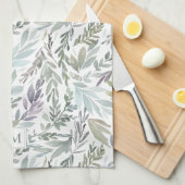 Elegante groene blauwe botanische Waterverf Theedoek (Quarter Fold)