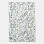 Elegante groene blauwe botanische Waterverf Theedoek (Verticaal)