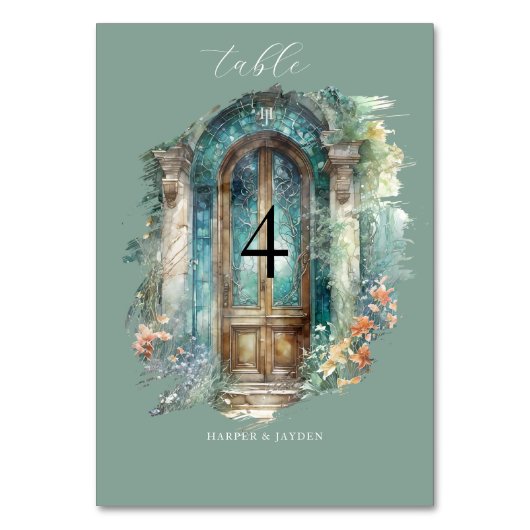 Elegante groene, blauwe en Blauwgroen Waterverf br Kaart (Achterkant)