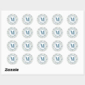 Elegante Groene Blauwe Monogram Enveloppe Zegel (Vel)