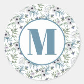 Elegante Groene Blauwe Monogram Enveloppe Zegel (Voorkant)