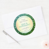 Elegante Groene Blauwgroen Gradiënt Glitter produc Ronde Sticker (Envelop)