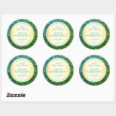 Elegante Groene Blauwgroen Gradiënt Glitter produc Ronde Sticker (Vel)
