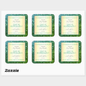 Elegante Groene Blauwgroen Gradiënt Glitter produc Vierkante Sticker (Vel)