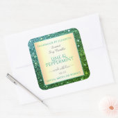 Elegante Groene Blauwgroen Gradiënt Glitter produc Vierkante Sticker (Envelop)