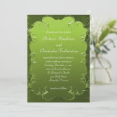 Elegante groene bloeit & scrolls klassieke bruilof kaart (Staand voorkant)