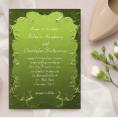 Elegante groene bloeit & scrolls klassieke bruilof kaart