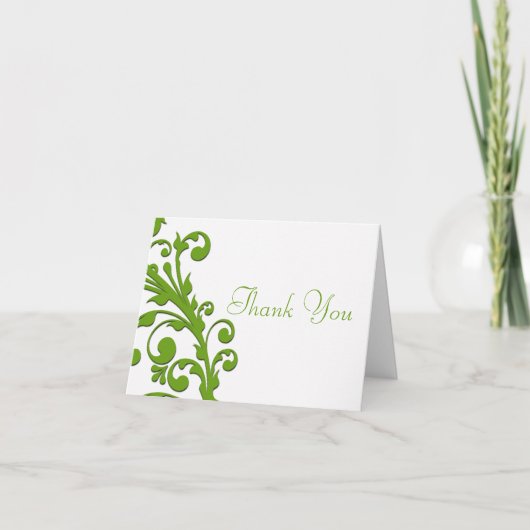 Elegante groene bloem bedankkaart (Voorkant)