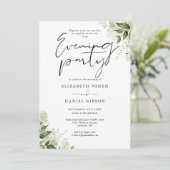 Elegante groene bloem bruiloft avondfeest kaart (Staand voorkant)