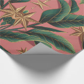 Elegante groene bloem en feestelijke gouden ster m cadeaupapier (Hoek)