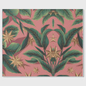 Elegante groene bloem en feestelijke gouden ster m cadeaupapier (Vlak)