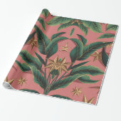 Elegante groene bloem en feestelijke gouden ster m cadeaupapier (Uitgerold)