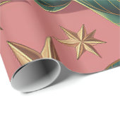 Elegante groene bloem en feestelijke gouden ster m cadeaupapier (Rol Hoek)