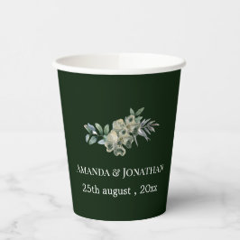 Elegante Groene Bloem en Paddestoel Krans Bruiloft Papieren Bekers
