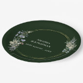 Elegante Groene Bloem en Paddestoel Krans Bruiloft Papieren Bordje (Gekanteld)