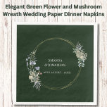 Elegante Groene Bloem en Paddestoel Krans Bruiloft Servet<br><div class="desc">Elegante Green Flower and Mushroom Wreath Wedding Paper Dinner Napkins 🌸 versierd met een grillige witte bloem paddenstoelenkrans, deze servetten zetten het podium voor een romantische tuinbruiloft die het gewone overstijgt. Het minimalistische ontwerp straalt rustieke allure uit, waardoor het de perfecte keuze is voor koppels die op zoek zijn naar...</div>
