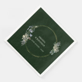 Elegante Groene Bloem en Paddestoel Krans Bruiloft Servet (Hoek)