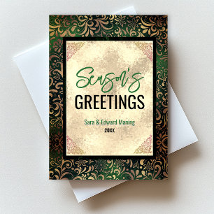Elegante groene bloem goud Kerst nieuwjaar Briefkaart