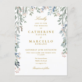 Elegante groene bloem gouden typografie bruiloft uitnodiging briefkaart