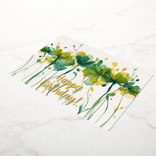 Elegante groene bloem Happy Birthday Folie Kaart