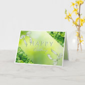 Elegante groene bloem Happy Birthday Kaart (Gele Bloem)