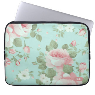 Elegante groene bloem laptophoes laptop sleeve
