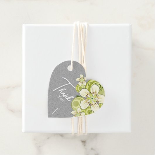 Elegante Groene Bloem Magneet Bedankjes Labels (In situ)