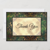 Elegante groene bloem nepgoud Kerstmis Bedankkaart (Voorkant)