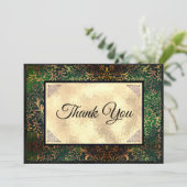 Elegante groene bloem nepgoud Kerstmis Bedankkaart (Staand voorkant)