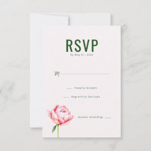 Elegante Groene Bloem RSVP Kaartje