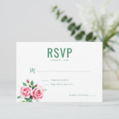 Elegante Groene Bloem RSVP Kaartje (Staand voorkant)