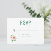 Elegante Groene Bloem RSVP Kaartje (Staand voorkant)