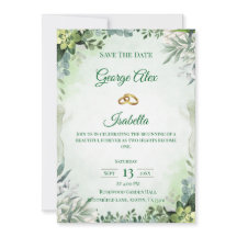 Elegante groene bloem Save the Date Wedding