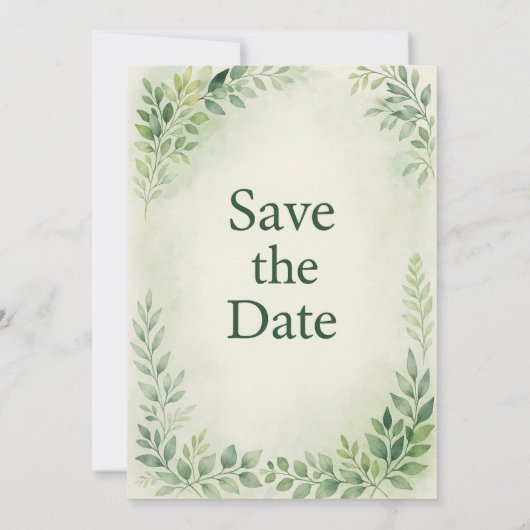 Elegante groene bloem Save the Date Wedding (Achterkant)