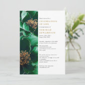 Elegante groene bloem viering van het leven kaart (Staand voorkant)