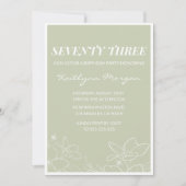 Elegante Groene Bloemen 73ste verjaardag uitnodigi Kaart (Voorkant)