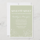 Elegante Groene Bloemen 77e verjaardag uitnodiging (Voorkant)