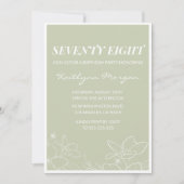 Elegante Groene Bloemen 78ste verjaardag uitnodigi Kaart (Voorkant)