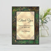 Elegante groene bloemen faux goud dank u kaart (Staand voorkant)