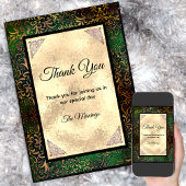 Elegante groene bloemen faux goud dank u kaart