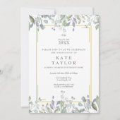 Elegante groene bloemen foto afstudeerfeest kaart (Voorkant)