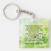 Elegante Groene Bloemen Inspirerend Bijbelvers Sleutelhanger (Voorkant)