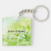 Elegante Groene Bloemen Inspirerend Bijbelvers Sleutelhanger (Achterkant)